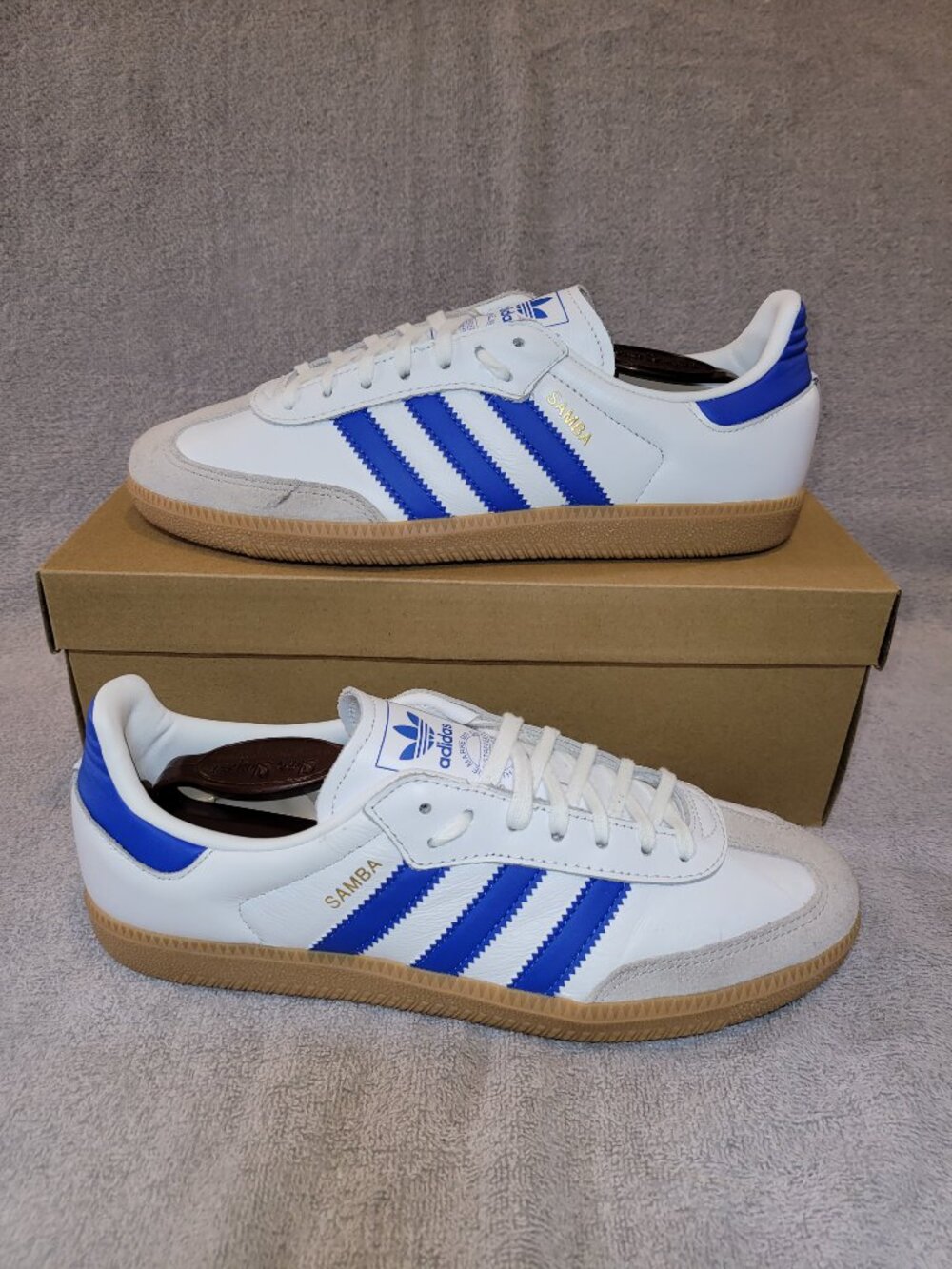 Adidas Samba OG White Blue JP5482 Youth Shoes, Sneakers Big Kids Size 7 (#1667)